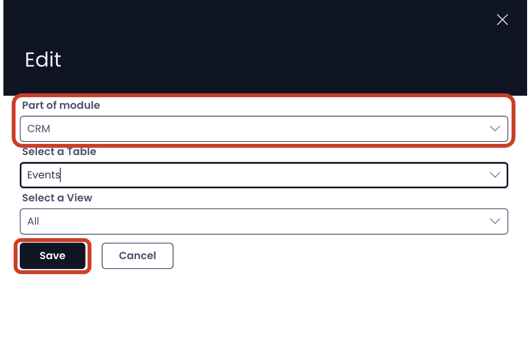 Image showing component association with module in Edit panel